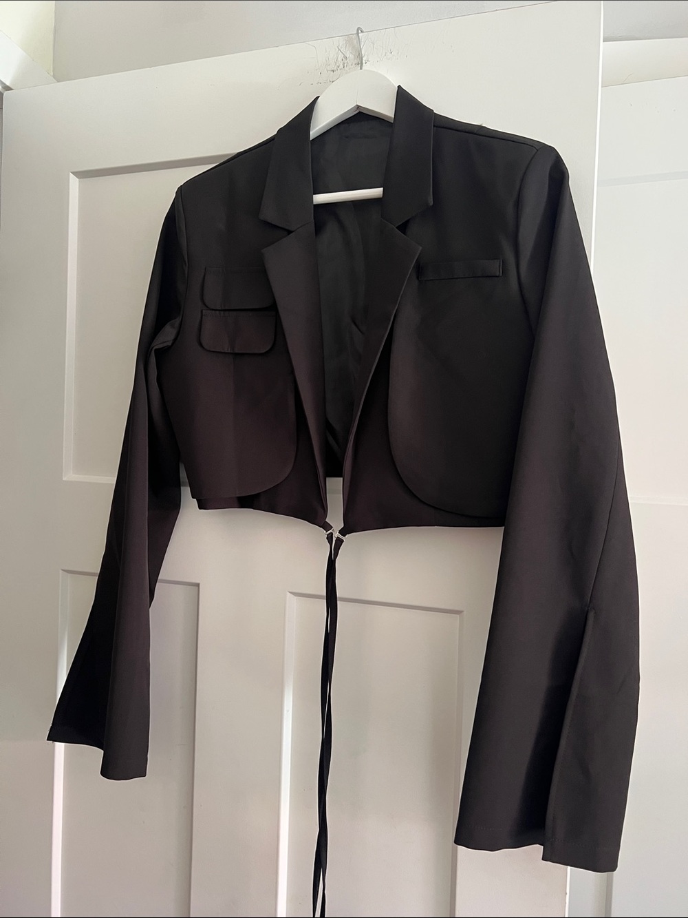 Cropped Black Women's Blazer Jacket